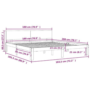 Πλαίσιο Κρεβατιού Μελί 180 x 200 εκ. Μασίφ Ξύλο Super King