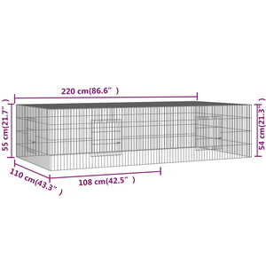 Κλουβί Κουνελιών 2 Πάνελ 220x110x55 εκ. από Γαλβανισμένο Σίδερο - PAKOBAZAAR
