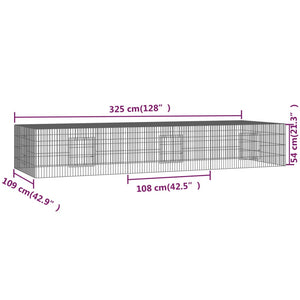 Κλουβί Κουνελιών 3 Πάνελ 325x109x54 εκ. από Γαλβανισμένο Σίδερο - Pakobazaar