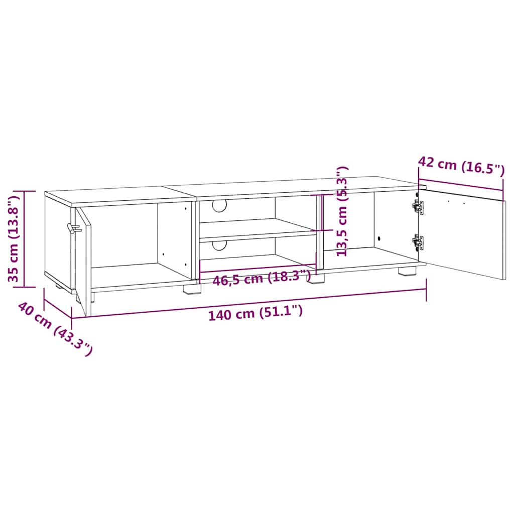 Έπιπλο Τηλεόρασης Μαύρο 140 x 40 x 35 εκ. από Επεξεργ. Ξύλο