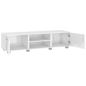 Έπιπλο Τηλεόρασης Γυαλ. Λευκό 140x40x35 εκ. Επεξεργασμένο Ξύλο