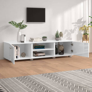 Έπιπλο Τηλεόρασης Γυαλ. Λευκό 140x40x35 εκ. Επεξεργασμένο Ξύλο