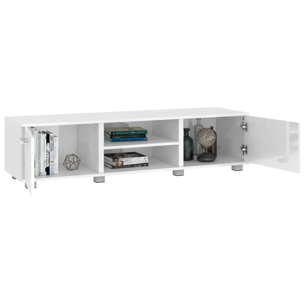 Έπιπλο Τηλεόρασης Γυαλ. Λευκό 140x40x35 εκ. Επεξεργασμένο Ξύλο