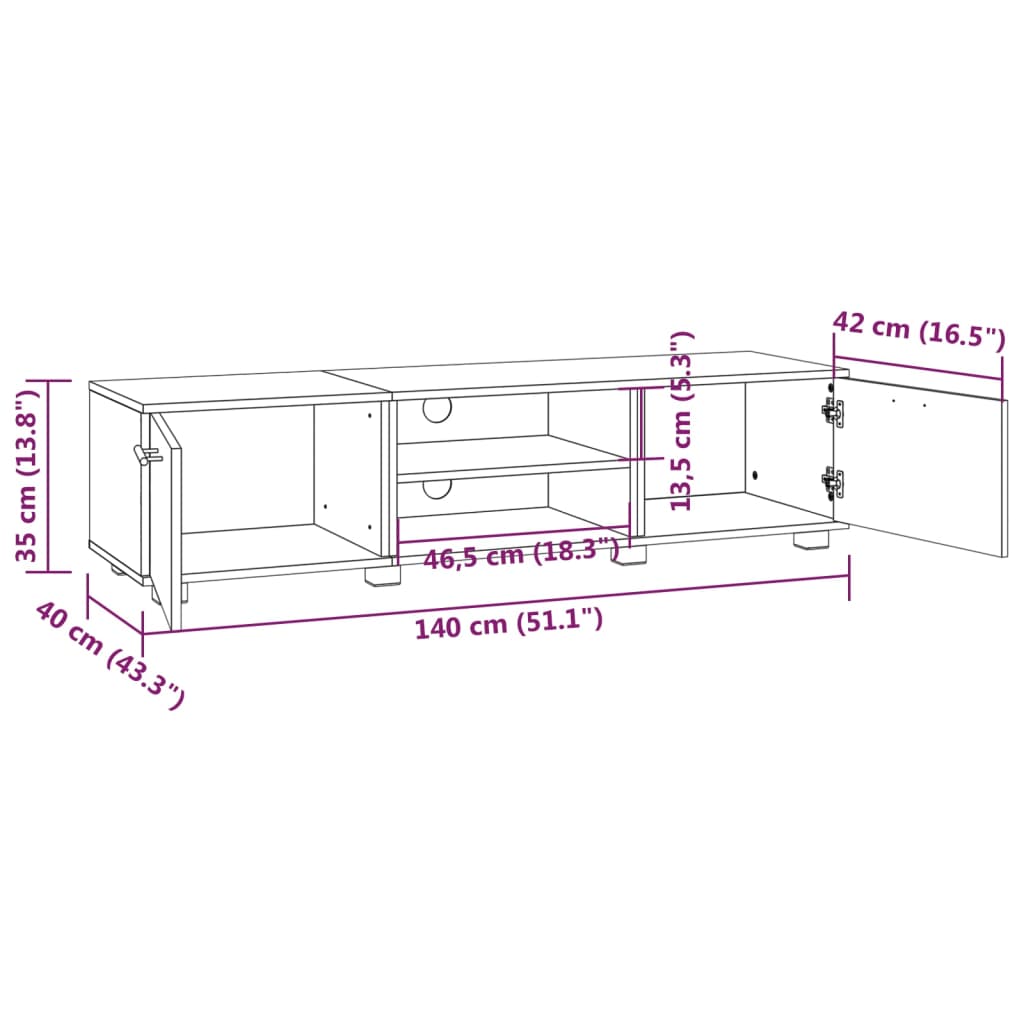 Έπιπλο Τηλεόρασης Γυαλ. Λευκό 140x40x35 εκ. Επεξεργασμένο Ξύλο