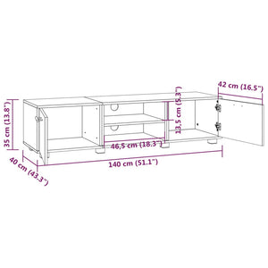Έπιπλο Τηλεόρασης Γυαλ. Λευκό 140x40x35 εκ. Επεξεργασμένο Ξύλο