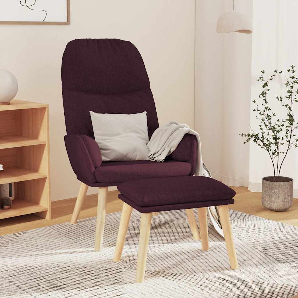 Πολυθρόνα Relax Μοβ Υφασμάτινη με Σκαμπό