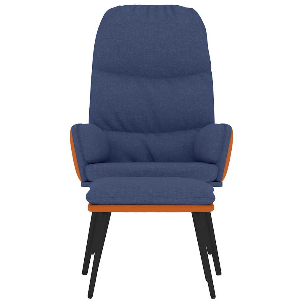 Πολυθρόνα Relax Μπλε Υφασμάτινη με Σκαμπό