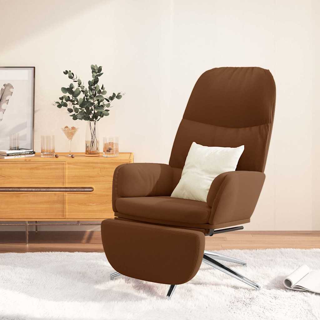 Πολυθρόνα Relax με Υποπόδιο Καφέ από Συνθετικό Καστόρι
