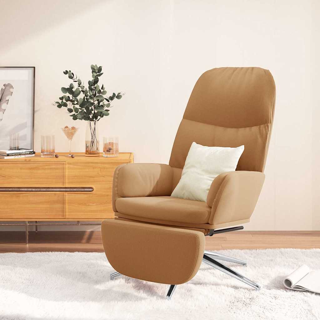 Πολυθρόνα Relax με Υποπόδιο Taupe από Συνθετικό Καστόρι - Pakobazaar