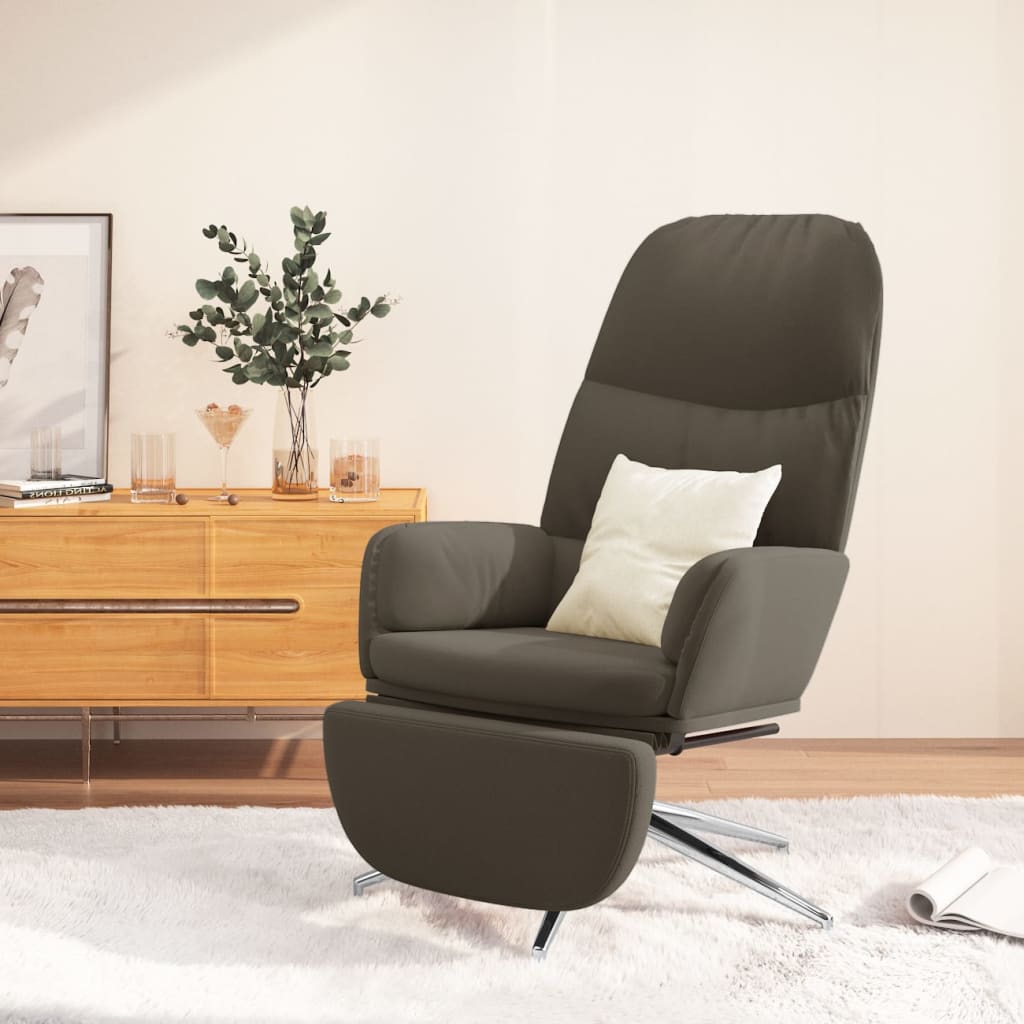 Πολυθρόνα Relax με Υποπόδιο Σκούρο Γκρι από Συνθετικό Καστόρι - Pakobazaar