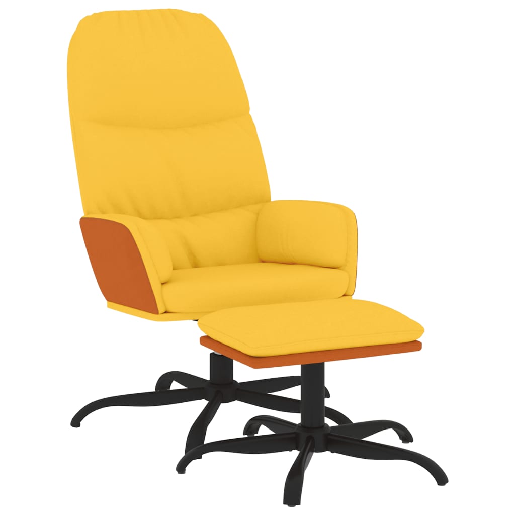 Πολυθρόνα Relax Κίτρινη Μουσταρδί Υφασμάτινη με Σκαμπό