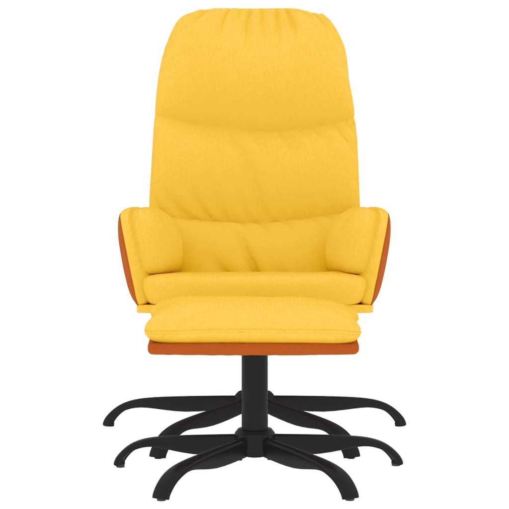 Πολυθρόνα Relax Κίτρινη Μουσταρδί Υφασμάτινη με Σκαμπό