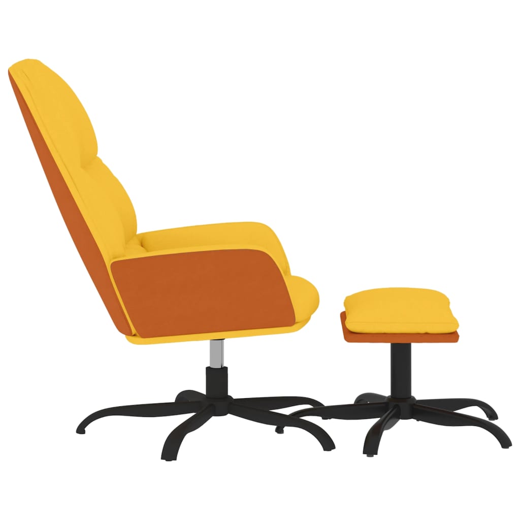 Πολυθρόνα Relax Κίτρινη Μουσταρδί Υφασμάτινη με Σκαμπό