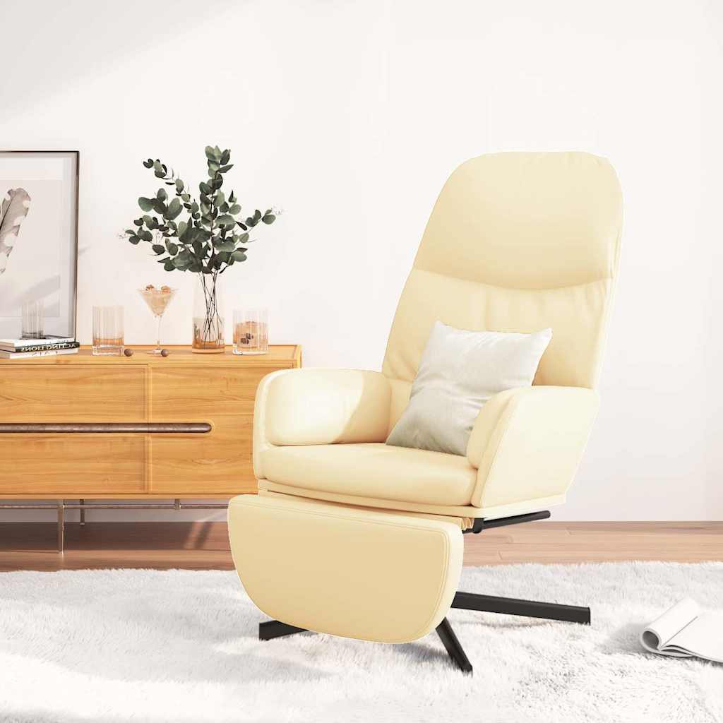 Πολυθρόνα Relax με Υποπόδιο Κρεμ Λευκό από Συνθετικό Δέρμα - Pakobazaar