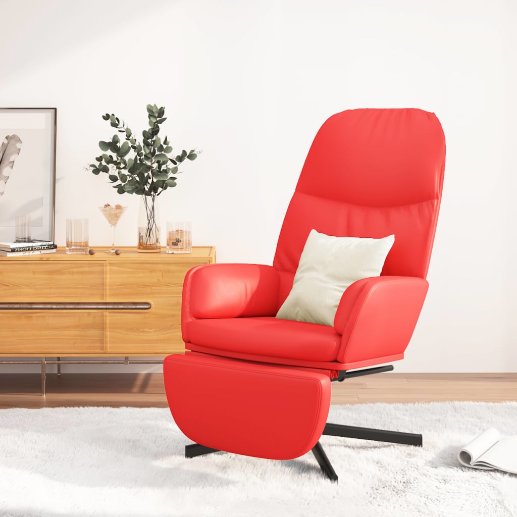 Πολυθρόνα Relax Κόκκινη από Συνθετικό Δέρμα με ένα Υποπόδιο - Pakobazaar