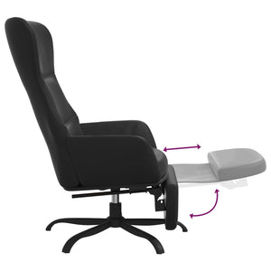 Πολυθρόνα Relax Μαύρο από Συνθετικό Δέρμα με ένα Υποπόδιο - Pakobazaar