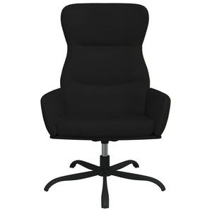 Πολυθρόνα Relax Μαύρη από Ύφασμα Μικροϊνών με Σκαμπό