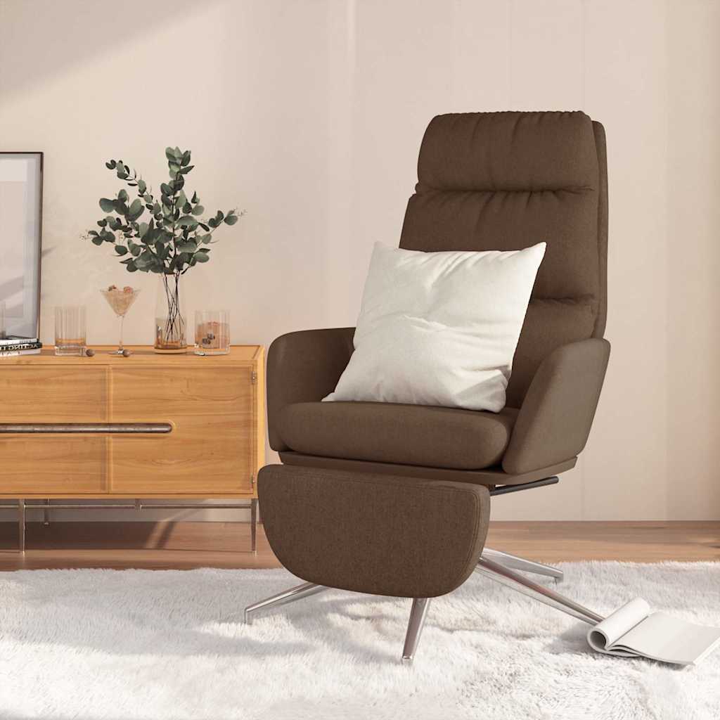 Πολυθρόνα Relax Καφέ Υφασμάτινη με Υποπόδιο