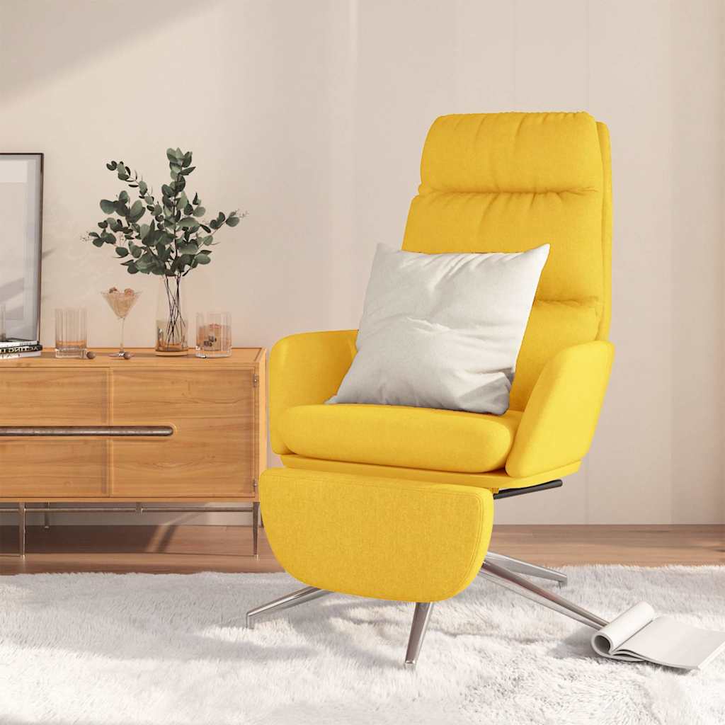 Πολυθρόνα Relax Κίτρινη Μουσταρδί Υφασμάτινη με Υποπόδιο