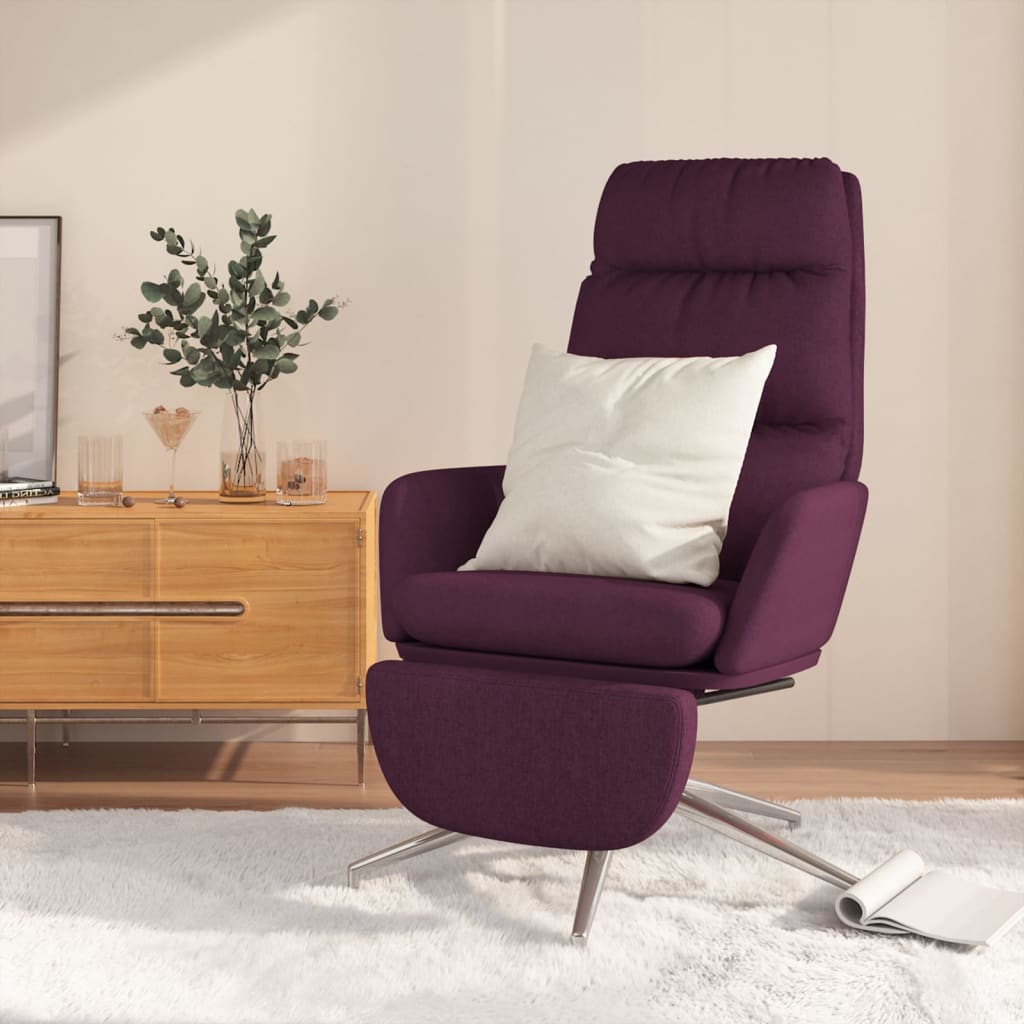 Πολυθρόνα Relax Μοβ Υφασμάτινη με Υποπόδιο