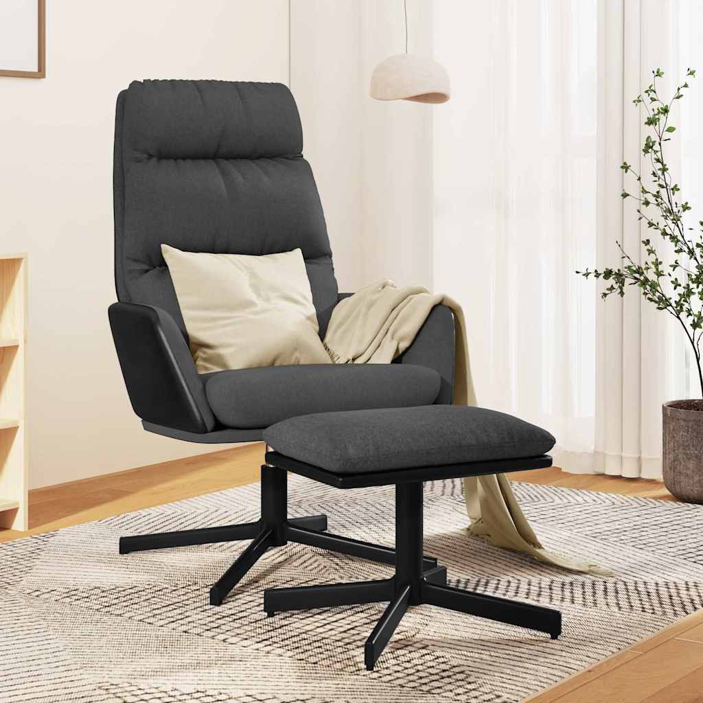 Πολυθρόνα Relax Σκούρο Γκρι Υφασμάτινη με Σκαμπό