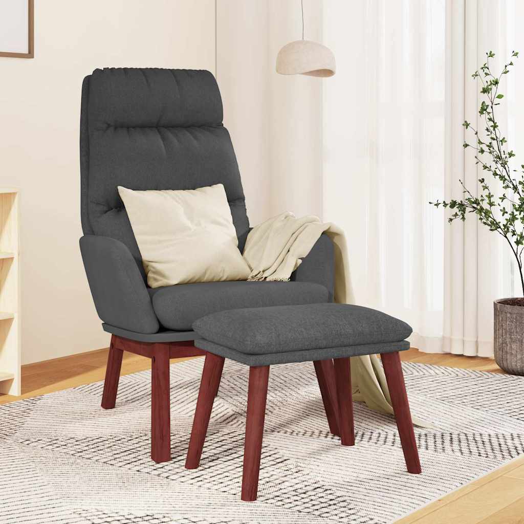 Πολυθρόνα Relax Σκούρο Γκρι Υφασμάτινη με Σκαμπό