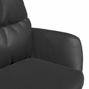 Πολυθρόνα Relax Μαύρη από Γνήσιο & Συνθετικό Δέρμα με Σκαμπό