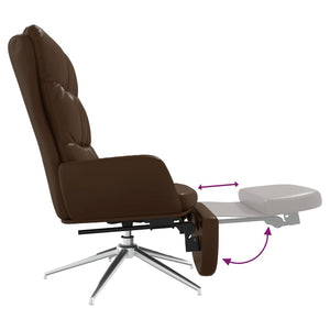 Πολυθρόνα Relax Καφέ από Γνήσιο & Συνθετικό Δέρμα με Σκαμπό