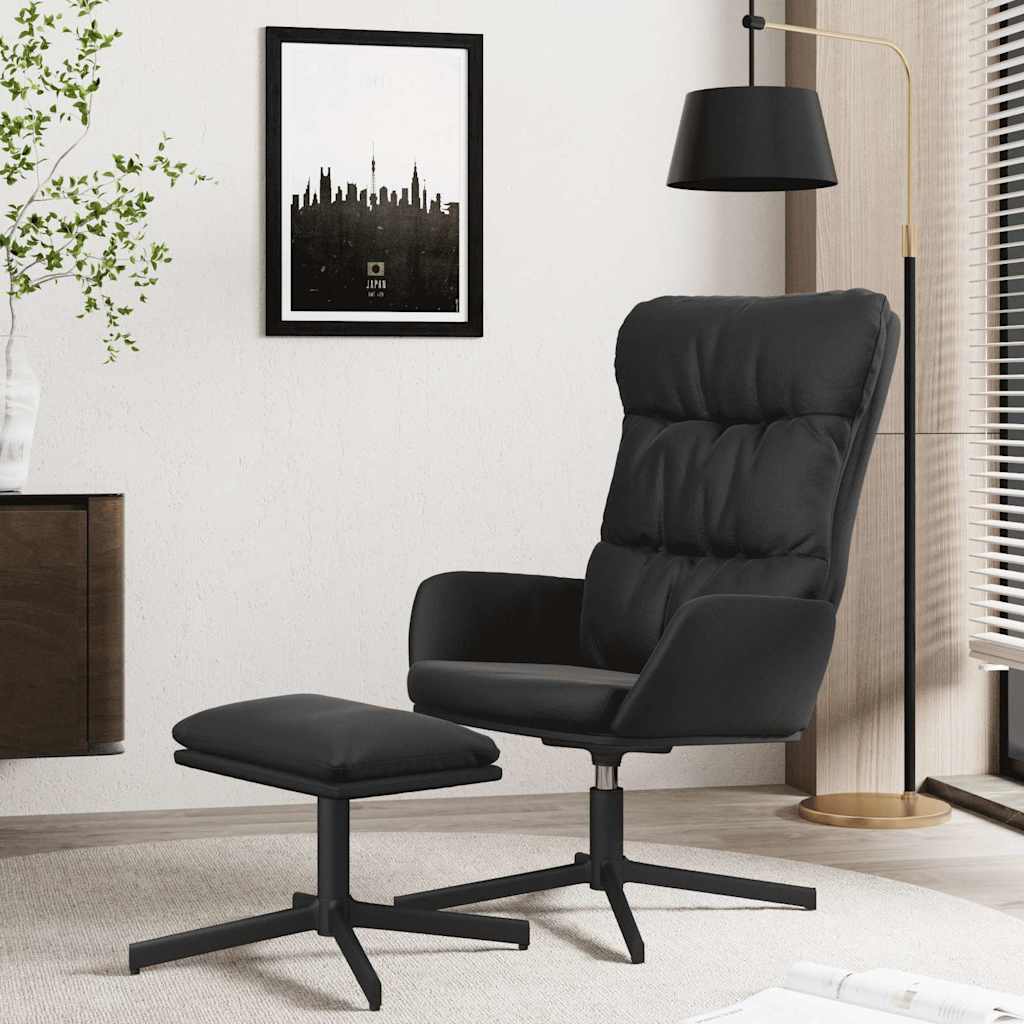 Πολυθρόνα Relax Μαύρο από Συνθετικό Δέρμα με Υποπόδιο