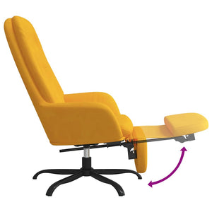 Πολυθρόνα Relax με Υποπόδιο Κίτρινη Μουσταρδί Βελούδινη