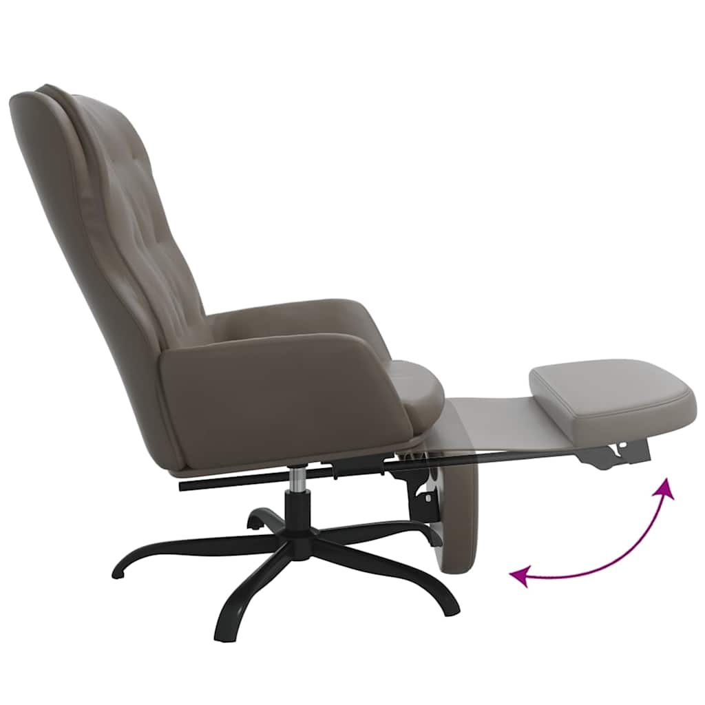 Πολυθρόνα Relax με Υποπόδιο Ανθρακί από Συνθετικό Δέρμα - Pakobazaar