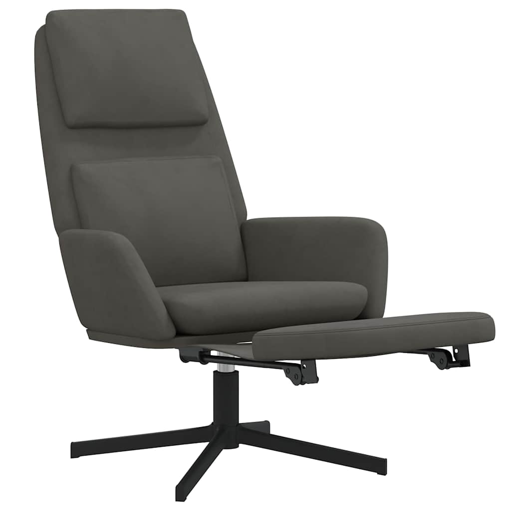 Πολυθρόνα Relax με Υποπόδιο Σκούρο Γκρι Βελούδινη