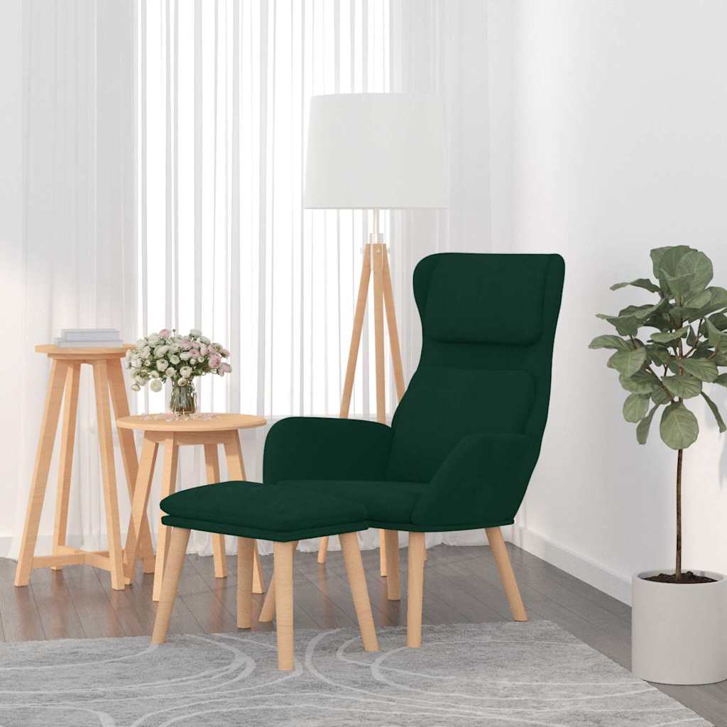 Πολυθρόνα Relax Σκούρο Πράσινο Βελούδινη με Σκαμπό - Pakobazaar