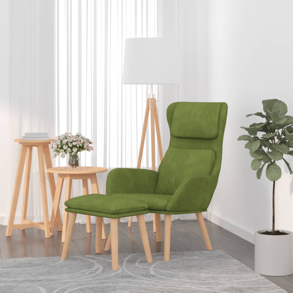 Πολυθρόνα Relax Ανοιχτό Πράσινο Βελούδινη με Σκαμπό