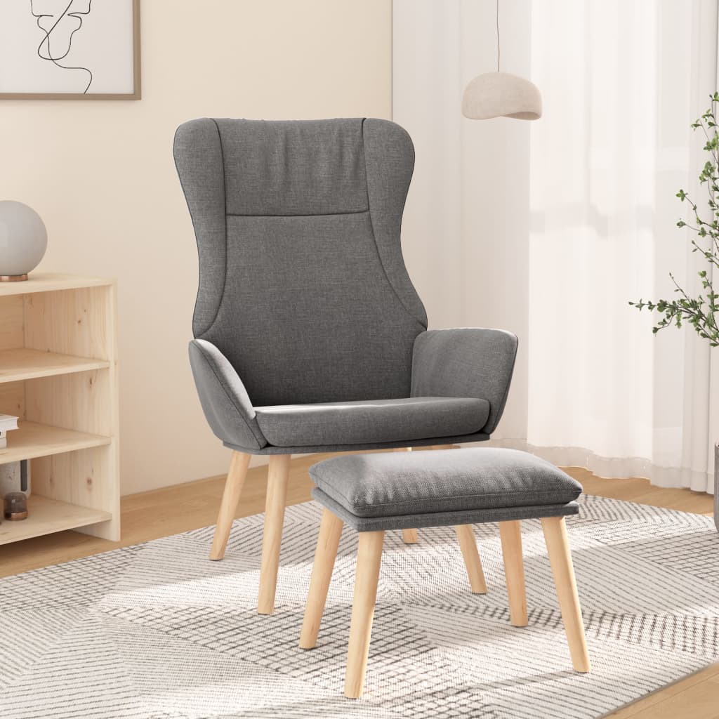 Πολυθρόνα Relax Ανοιχτό Γκρι Υφασμάτινη με Υποπόδιο - Pakobazaar