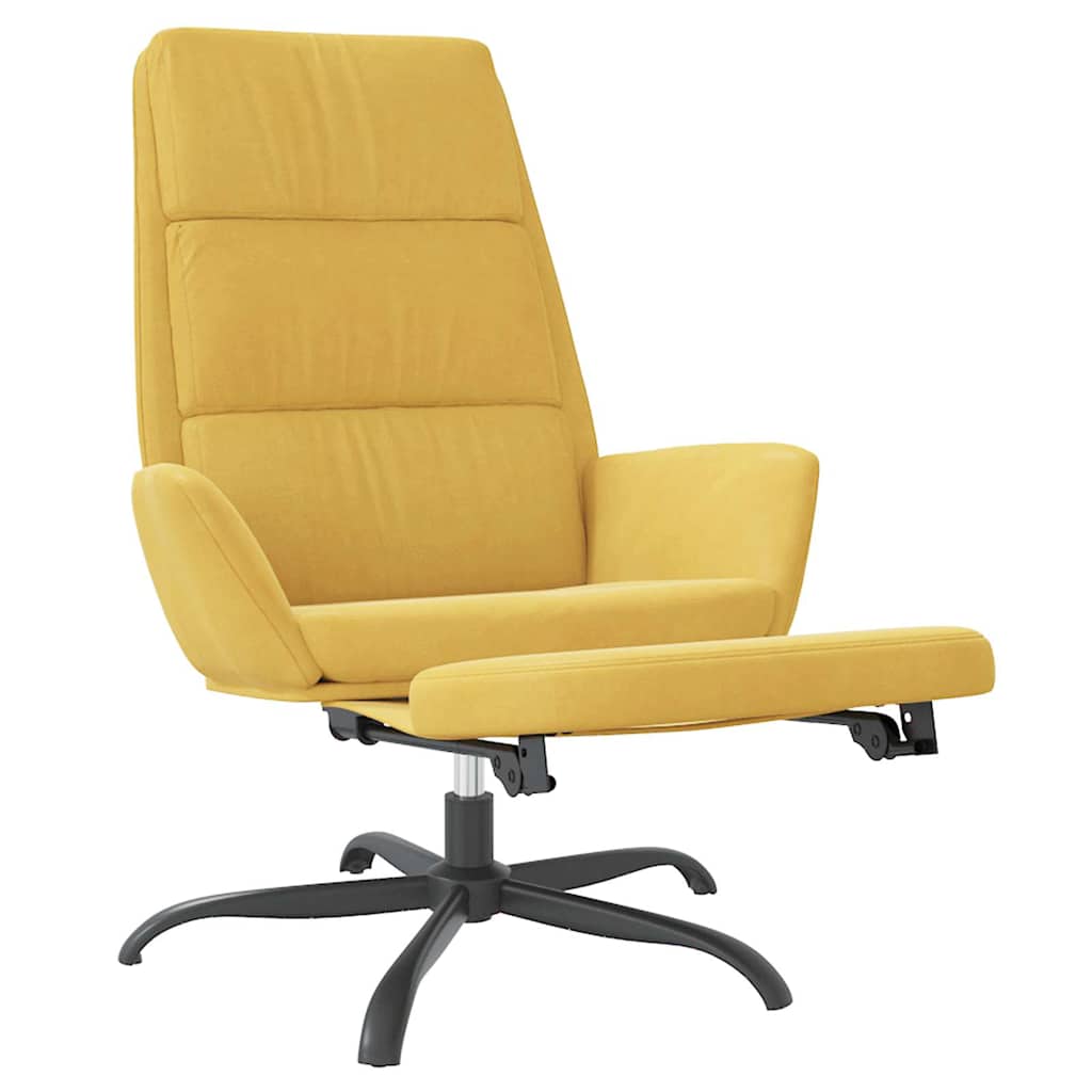 Πολυθρόνα Relax με Υποπόδιο Κίτρινη Μουσταρδί Βελούδινη