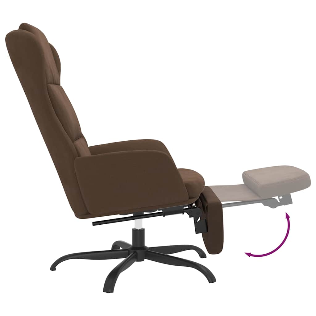 Πολυθρόνα Relax Καφέ από Ύφασμα Μικροϊνών με Υποπόδιο - Pakobazaar