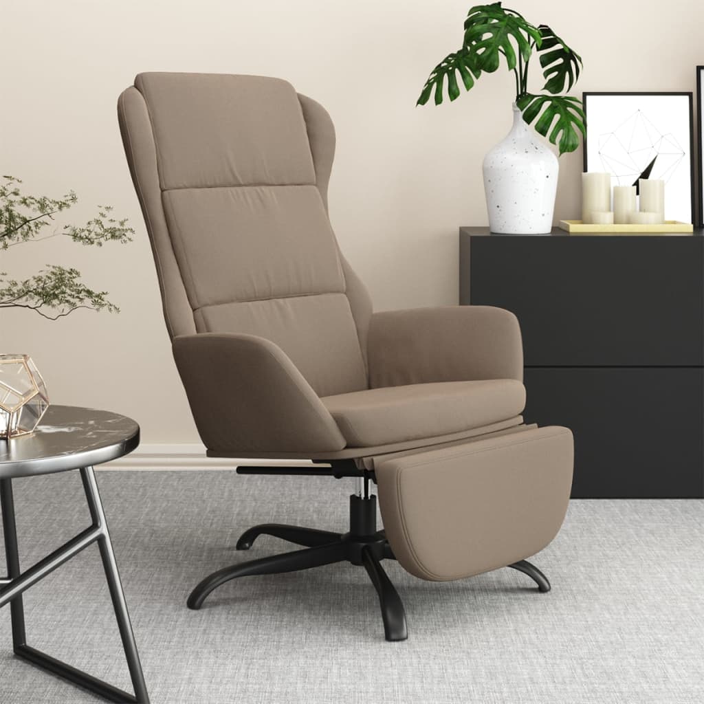 Πολυθρόνα Relax Taupe από Ύφασμα Μικροϊνών με Υποπόδιο - Pakobazaar