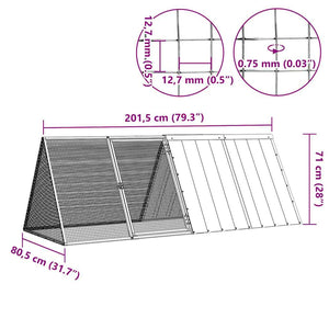 Κλουβί Κουνελιών Γκρι 201,5x80,5x71 εκ. Γαλβανισμένος Χάλυβας - PAKOBAZAAR