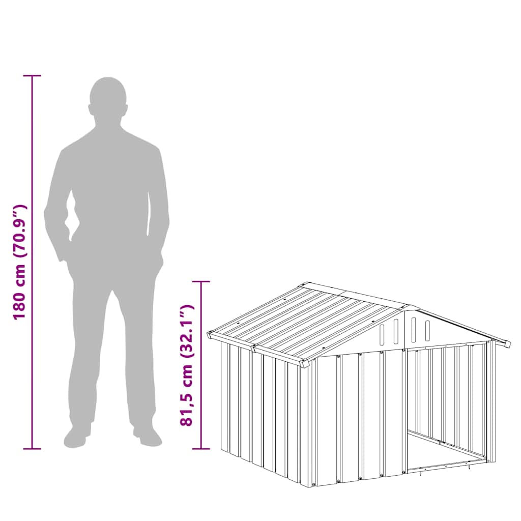 Σπιτάκι Σκύλου Ανθρακί 116,5x103x81,5 εκ. Γαλβανισμένο Ατσάλι - PAKOBAZAAR