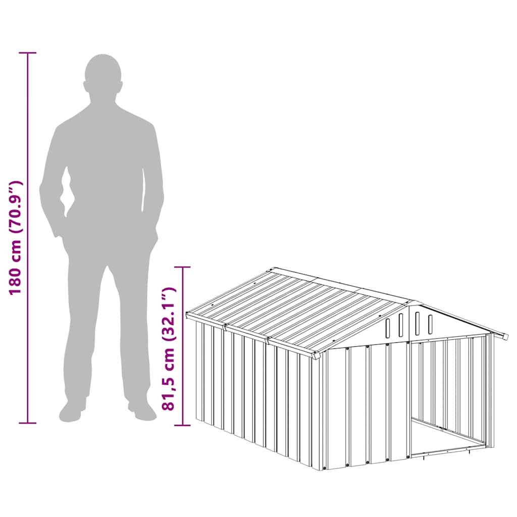 Σπιτάκι Σκύλου Ανθρακί 116,5x153x81,5 εκ. Γαλβανισμένο Ατσάλι - PAKOBAZAAR