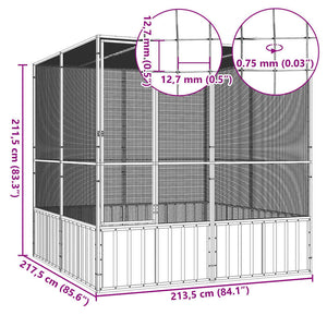Κλουβί Πουλιών Ανθρακί 213,5x217,5x211,5 εκ Γαλβανισμένο Χάλυβα - PAKOBAZAAR