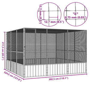 Κλουβί Πουλιών Ανθρακί 302,5x324,5x211,5 εκ Γαλβανισμένο Χάλυβα - PAKOBAZAAR