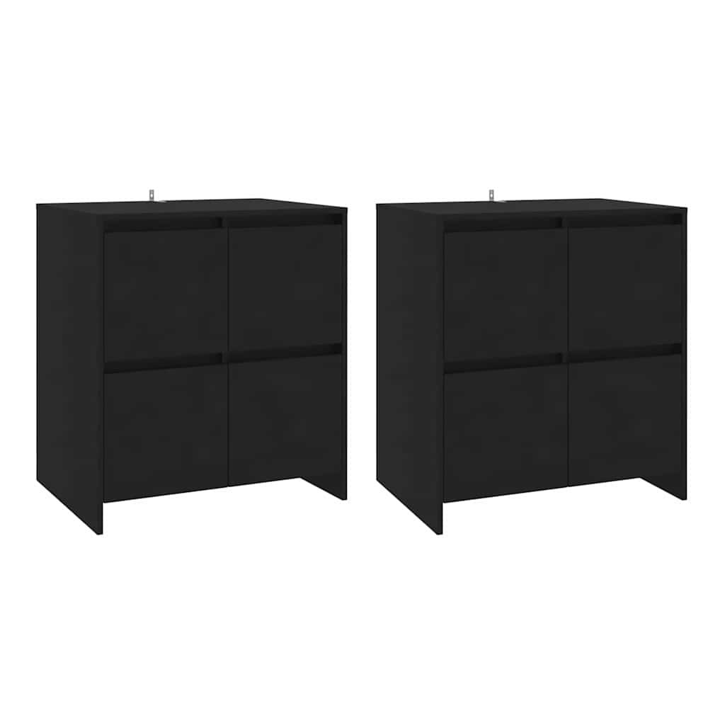 Ντουλάπια 2 τεμ. Μαύρα 70 x 41 x 75 εκ. από Επεξ. Ξύλο