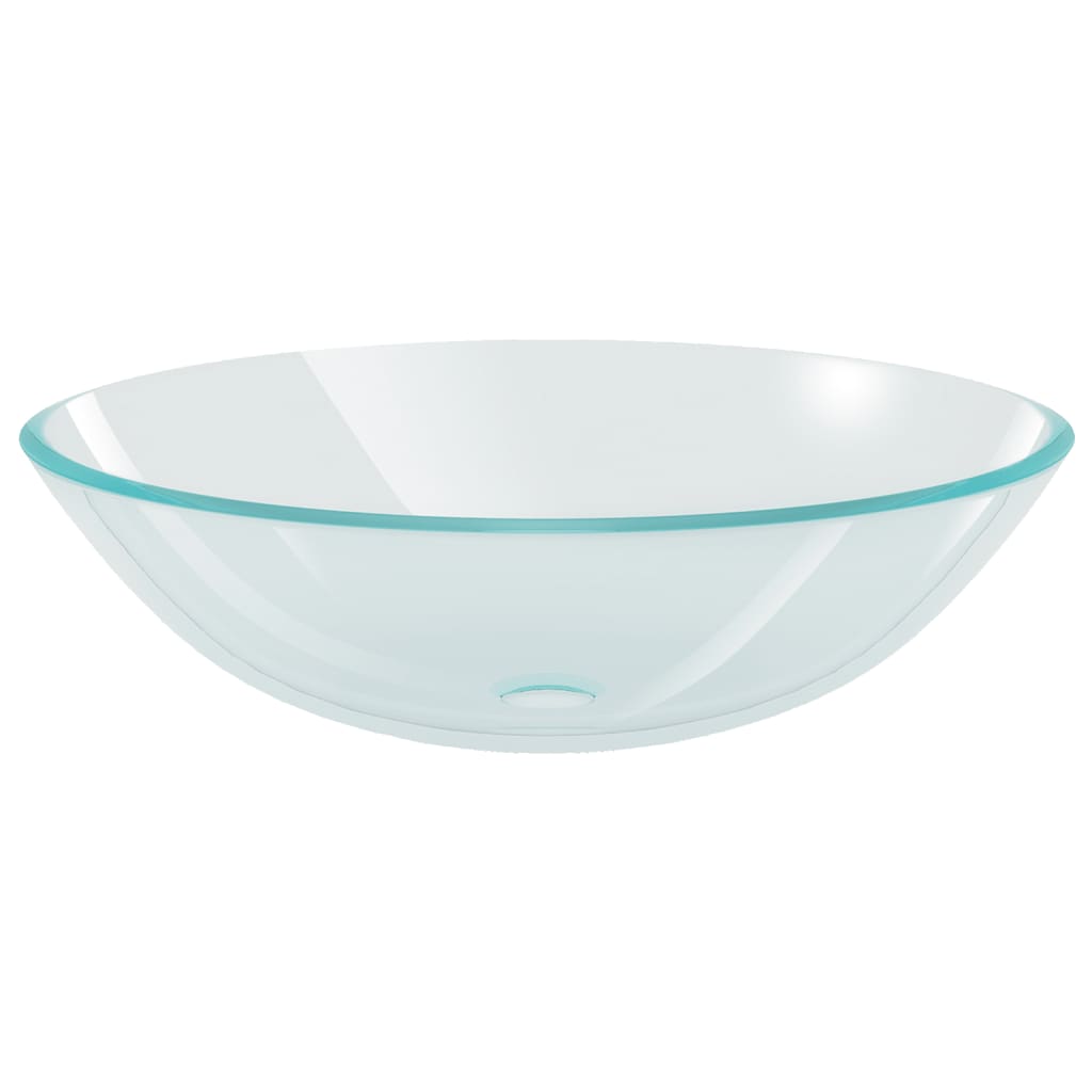 Νιπτήρας Μπάνιου με Βρύση και Βαλβίδα Πατητή από Ψημένο Γυαλί - PAKOBAZAAR