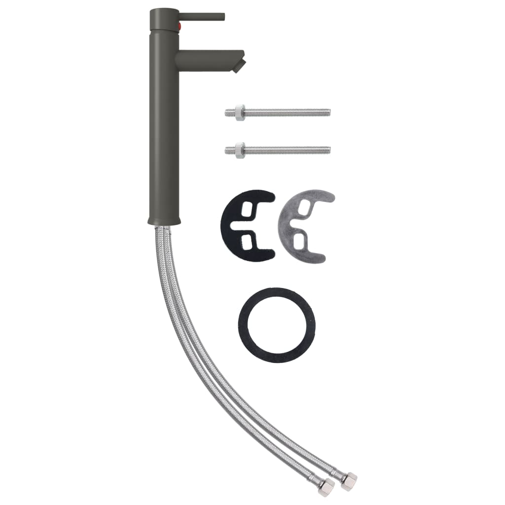 Νιπτήρας Μπάνιου με Βρύση και Βαλβίδα Πατητή από Ψημένο Γυαλί - PAKOBAZAAR