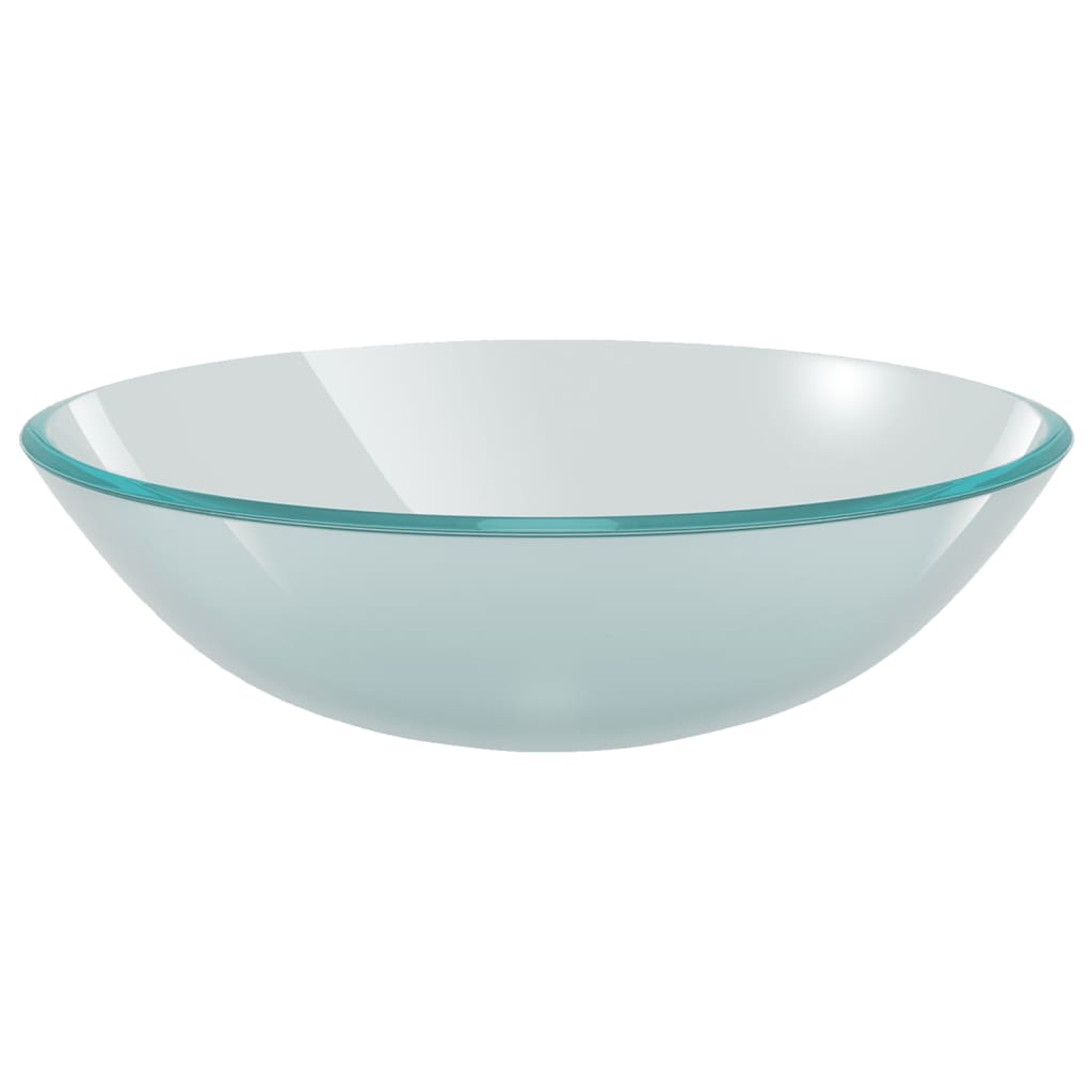 Νιπτήρας Μπάνιου με Βρύση& Βαλβίδα Πατητή από Θωλό Ψημένο Γυαλί - PAKOBAZAAR