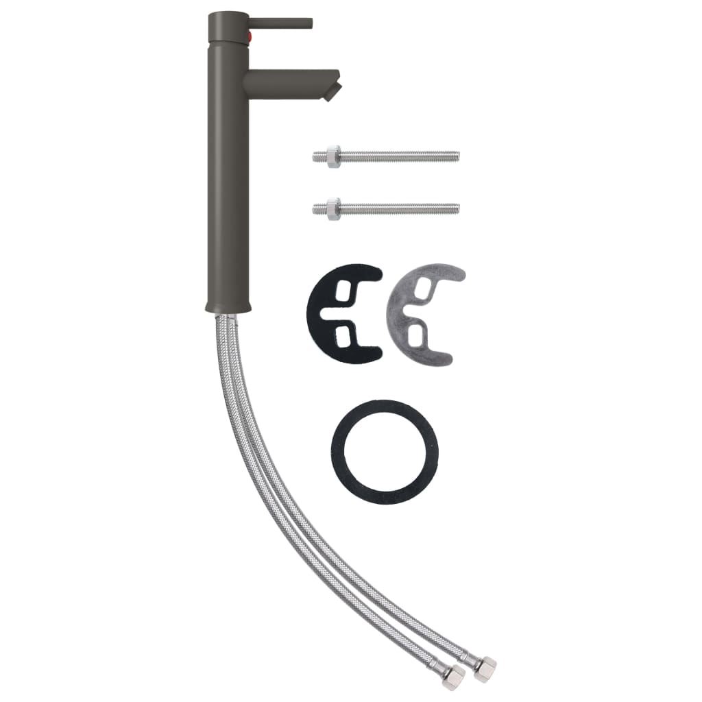 Νιπτήρας Μπάνιου με Βρύση& Βαλβίδα Πατητή από Θωλό Ψημένο Γυαλί - PAKOBAZAAR