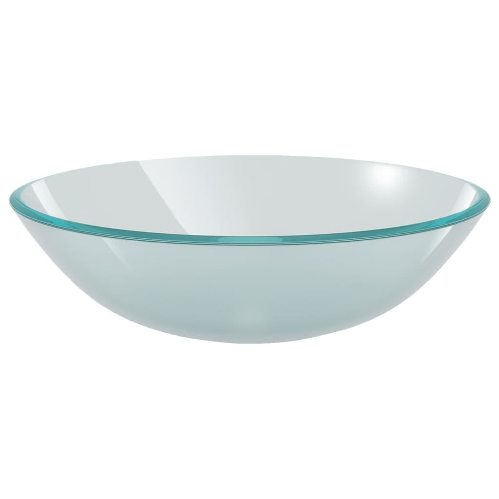 Νιπτήρας Μπάνιου με Βρύση& Βαλβίδα Πατητή από Θωλό Ψημένο Γυαλί - PAKOBAZAAR