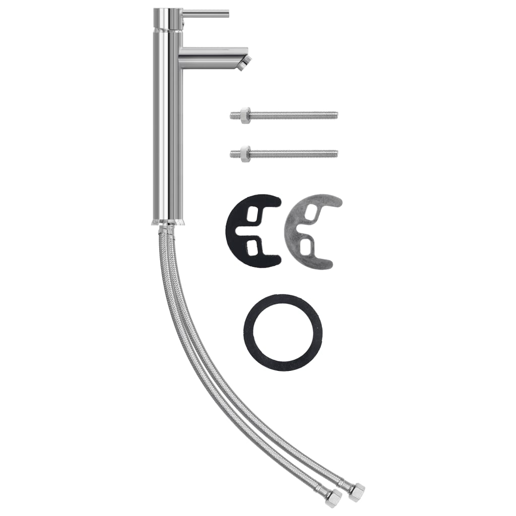 Νιπτήρας Μπάνιου με Βρύση& Βαλβίδα Πατητή από Ψημ. Γυαλί Μαύρος - Pakobazaar